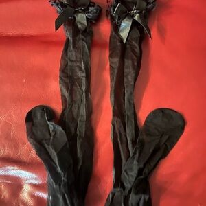 Black Lace Bow Stockings